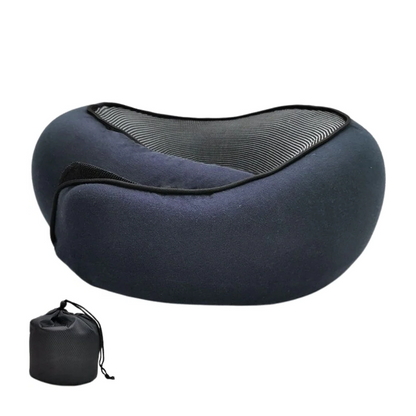 Contoured Neck Pillow with Snap Closure and Sleep Accessories for Travel