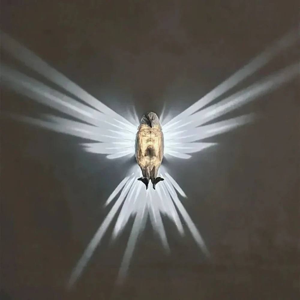 Wall Mounted Bird Silhouette Light with 3D Wing Projection and Warm LED