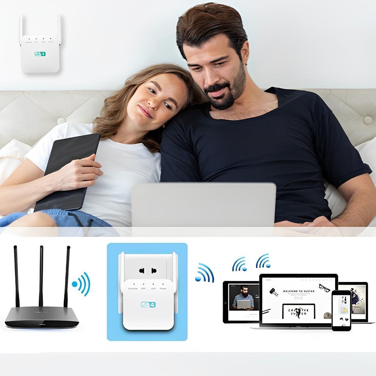 WiFi Network Repeater with Wall Penetrating Antenna and Multi-Device Support