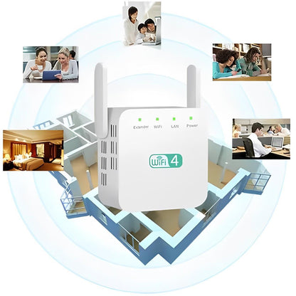 WiFi Network Repeater with Wall Penetrating Antenna and Multi-Device Support