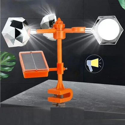 Solar Powered Bird Repeller with Rotating Mirrors and Sound Alerts, Telescopic Pole