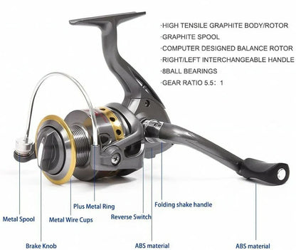 Telescopic Fishing Rod Combo with Spinning Reel and Protective Bag, 5.9ft