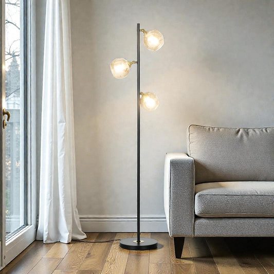 Bellro 3-Light Floor Lamp with Adjustable Glass Shades, 63.8"