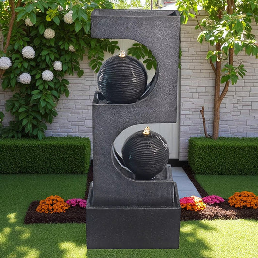 Havo Tall Modern Water Fountain with LED Lights, Black