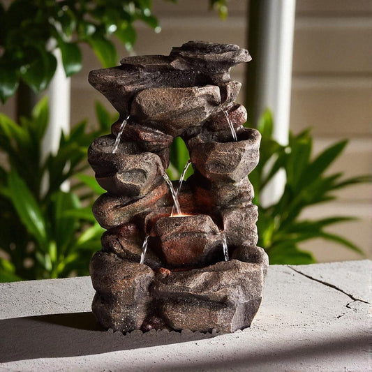 Mizari Mini Stone Water Fountain with LED Lights