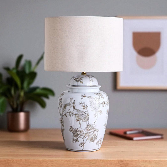 Orelix Ceramic Patterned Table Lamp, 63cm