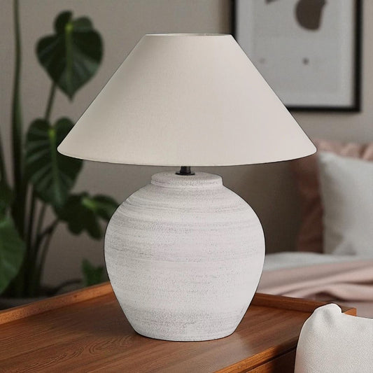 Vela White Ceramic Table Lamp, 44cm