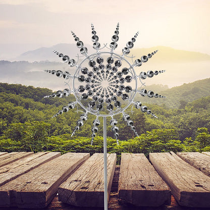 Metal Wind Spinner with 18 Rotating Blades and Rust-Resistant Iron, Multi-Color Finish