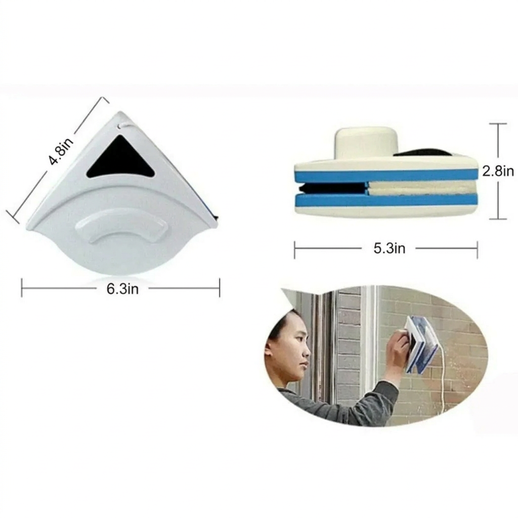Magnetic Window Cleaner with Dual-Sided Microfiber Pads and Synchronized Cleaning
