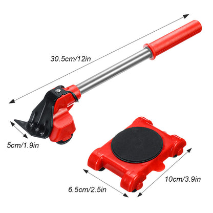 Furniture Moving System with Lifting Bar and 360-Degree Rotating Pads