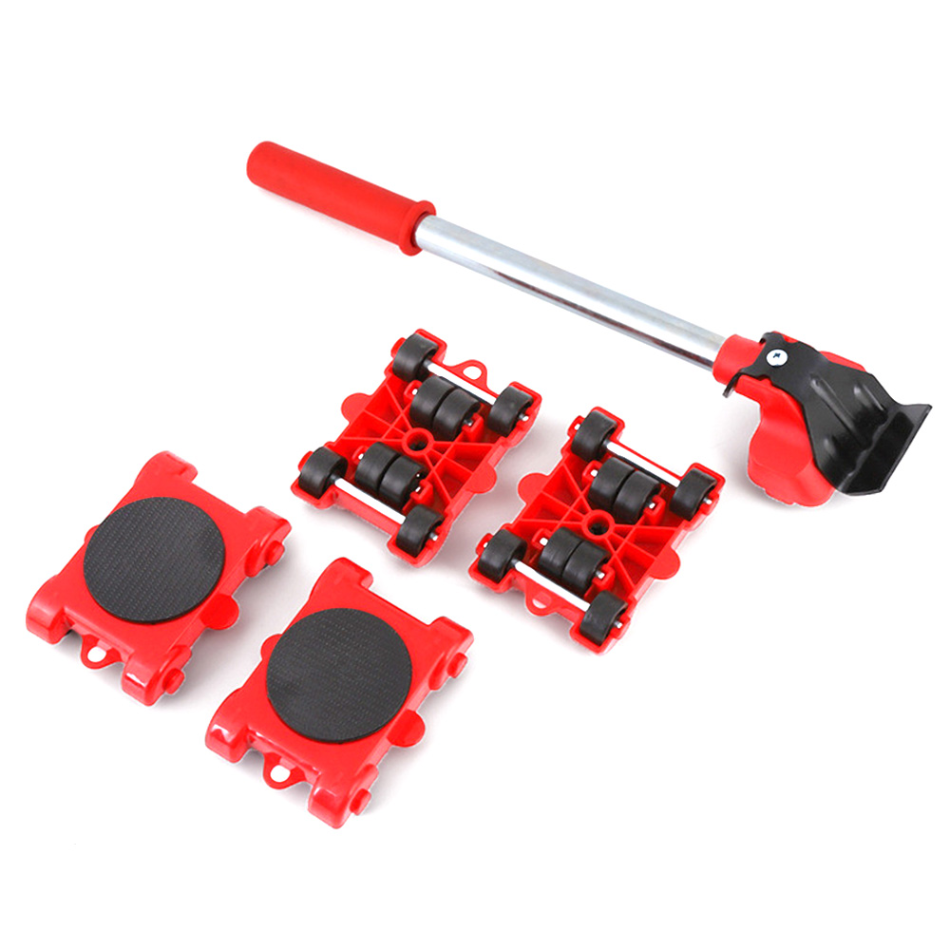 Furniture Moving System with Lifting Bar and 360-Degree Rotating Pads